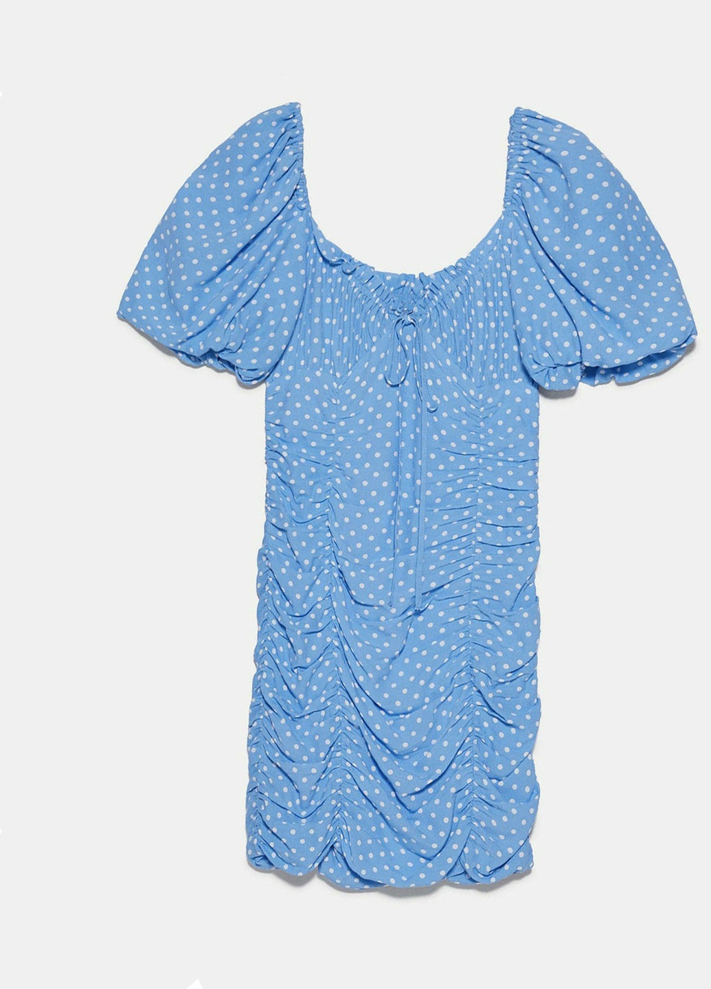 Голубое кэжуал платье Zara в горошек