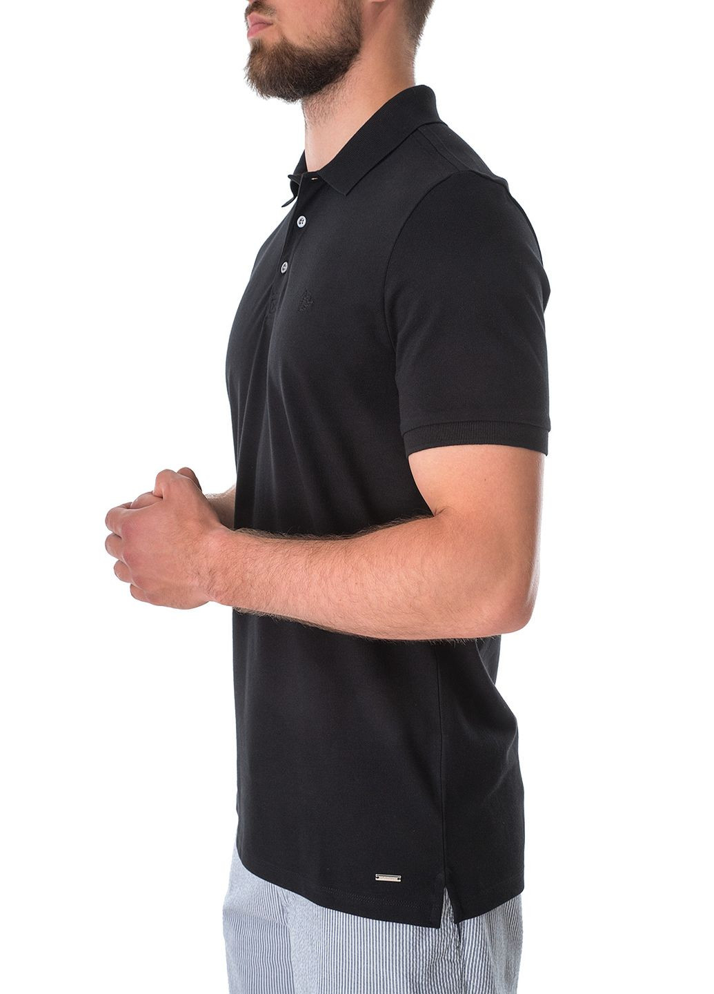 Черная футболка-поло для мужчин Roy Robson однотонная