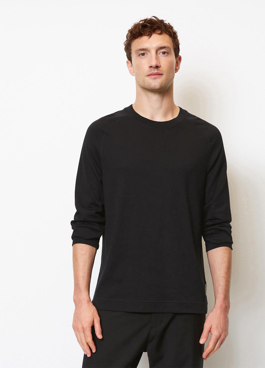 Лонгслів Marc O'Polo однотонний чорний кежуали бавовна, трикотаж