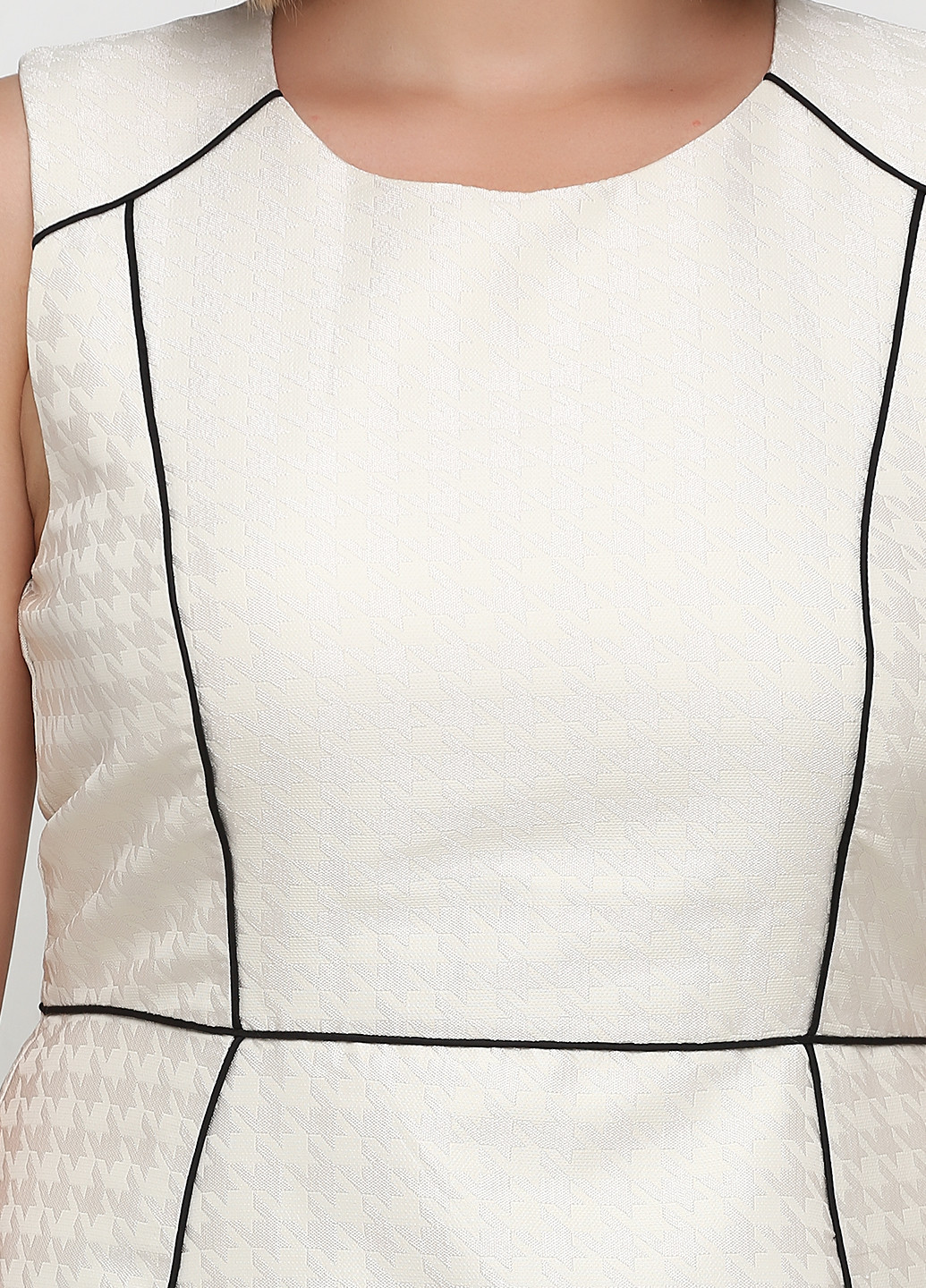 Молочное кэжуал платье футляр H&M с узором пье-де-пуль «гусиная лапка»