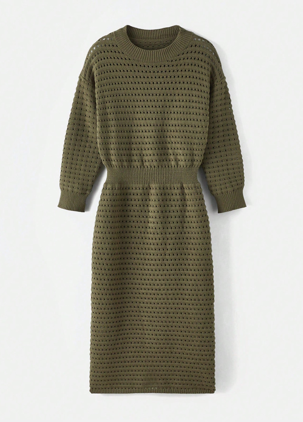 Оливковое (хаки) кэжуал платье платье-свитер, футляр SHEIN однотонное