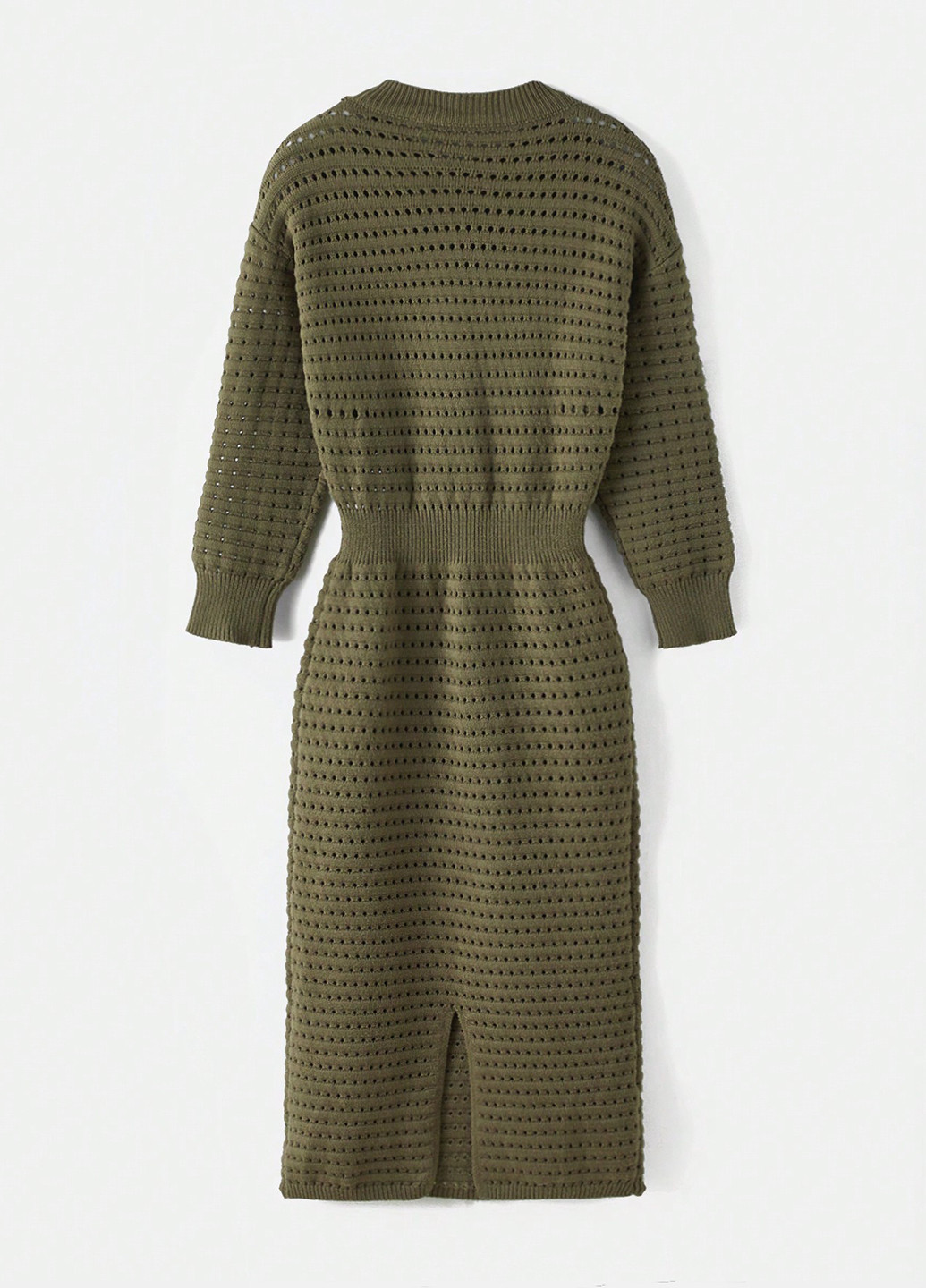 Оливковое (хаки) кэжуал платье платье-свитер, футляр SHEIN однотонное
