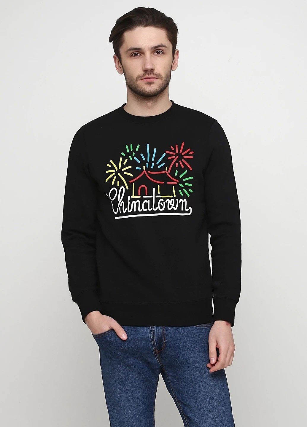 Черный свитшот H&M рисунок без декора (364337295)