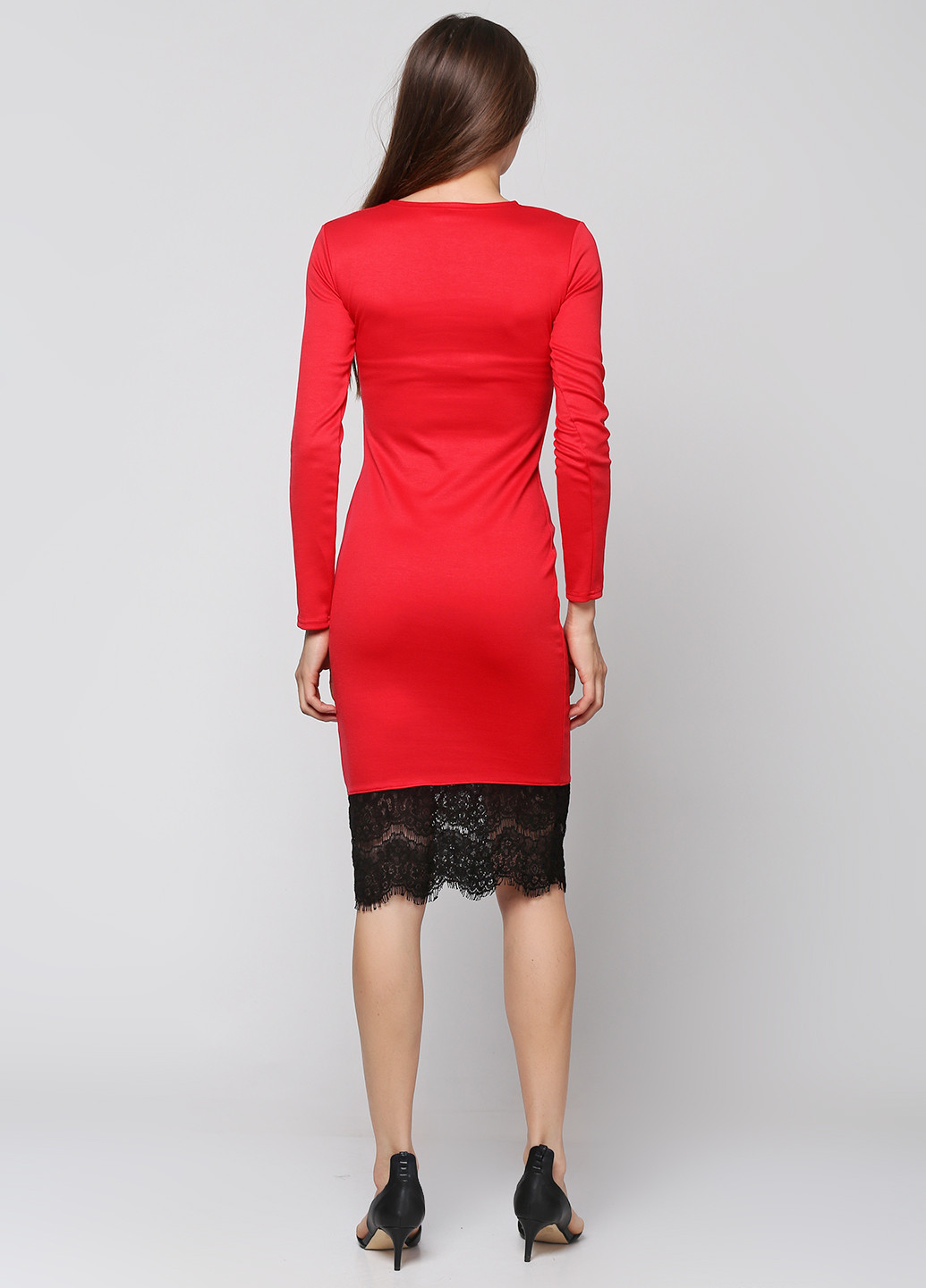 Красное коктейльное платье футляр Podium однотонное