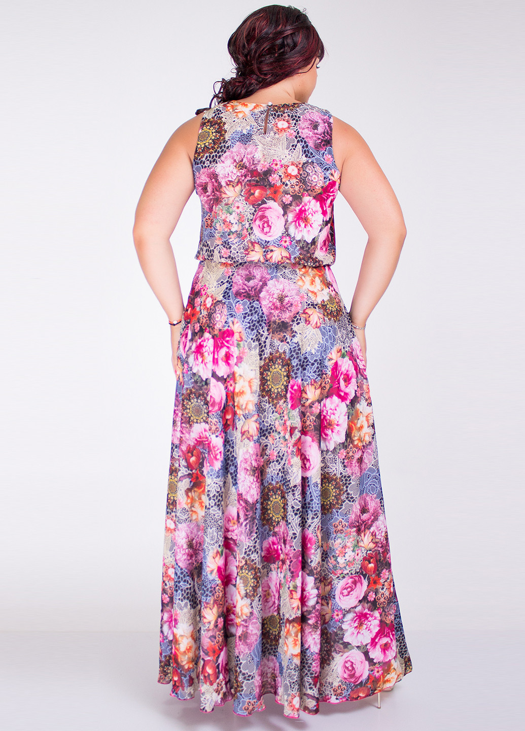 Бузкова кежуал сукня з спідницею-сонце Fifi Lakres з квітковим принтом