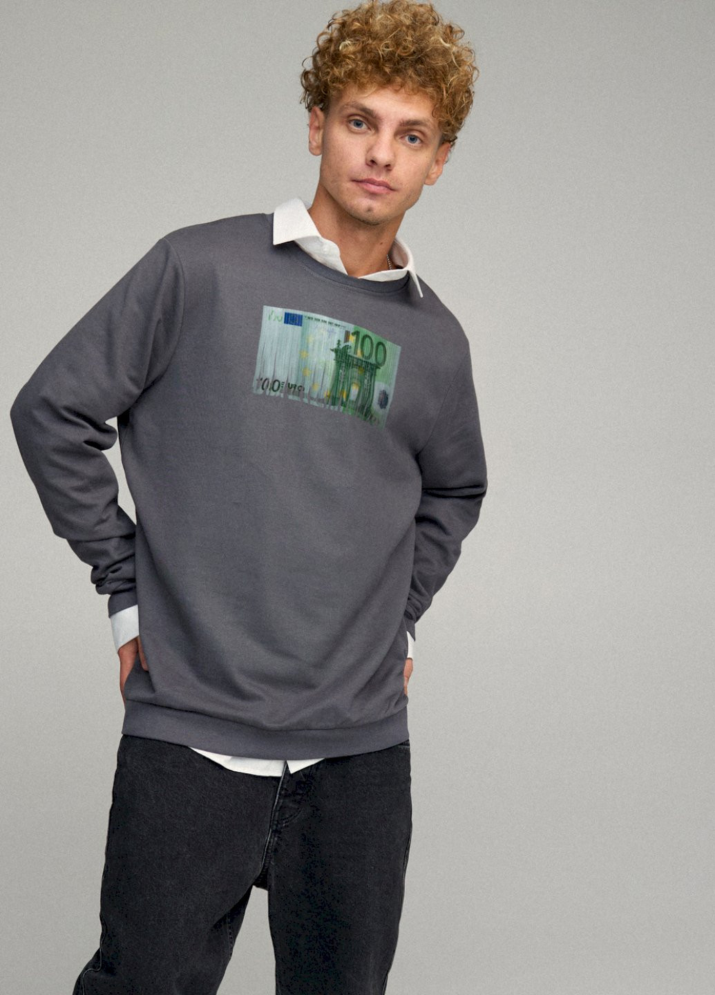 Темно-серый свитшот мужской oversize /no flis/ YAPPI (252259032)