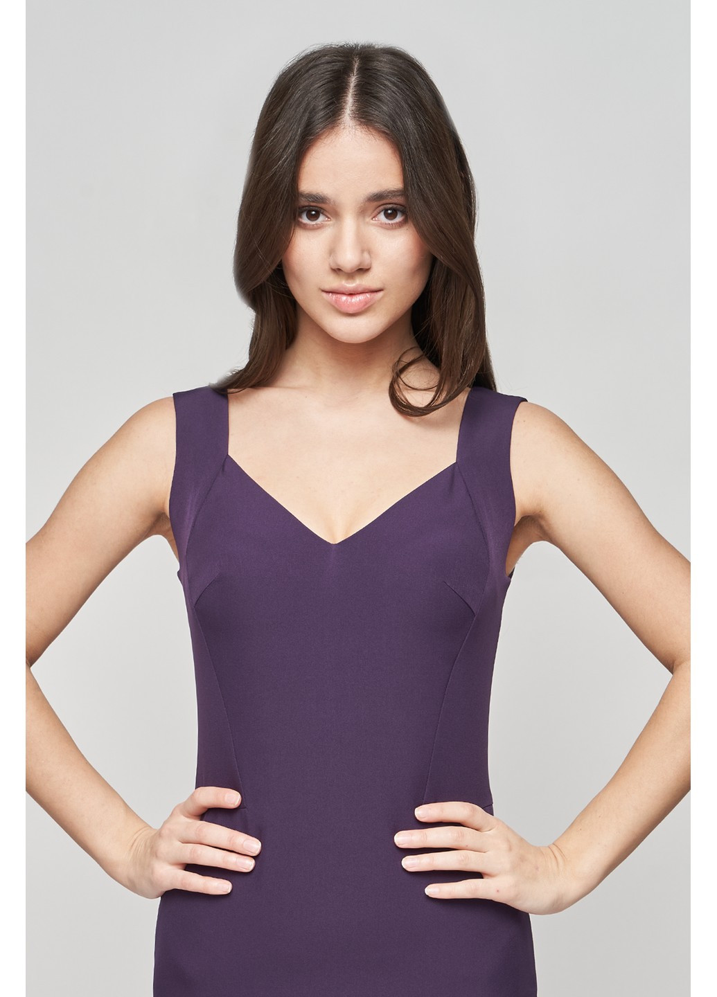 Фиолетовое деловое платье марта футляр BYURSE однотонное