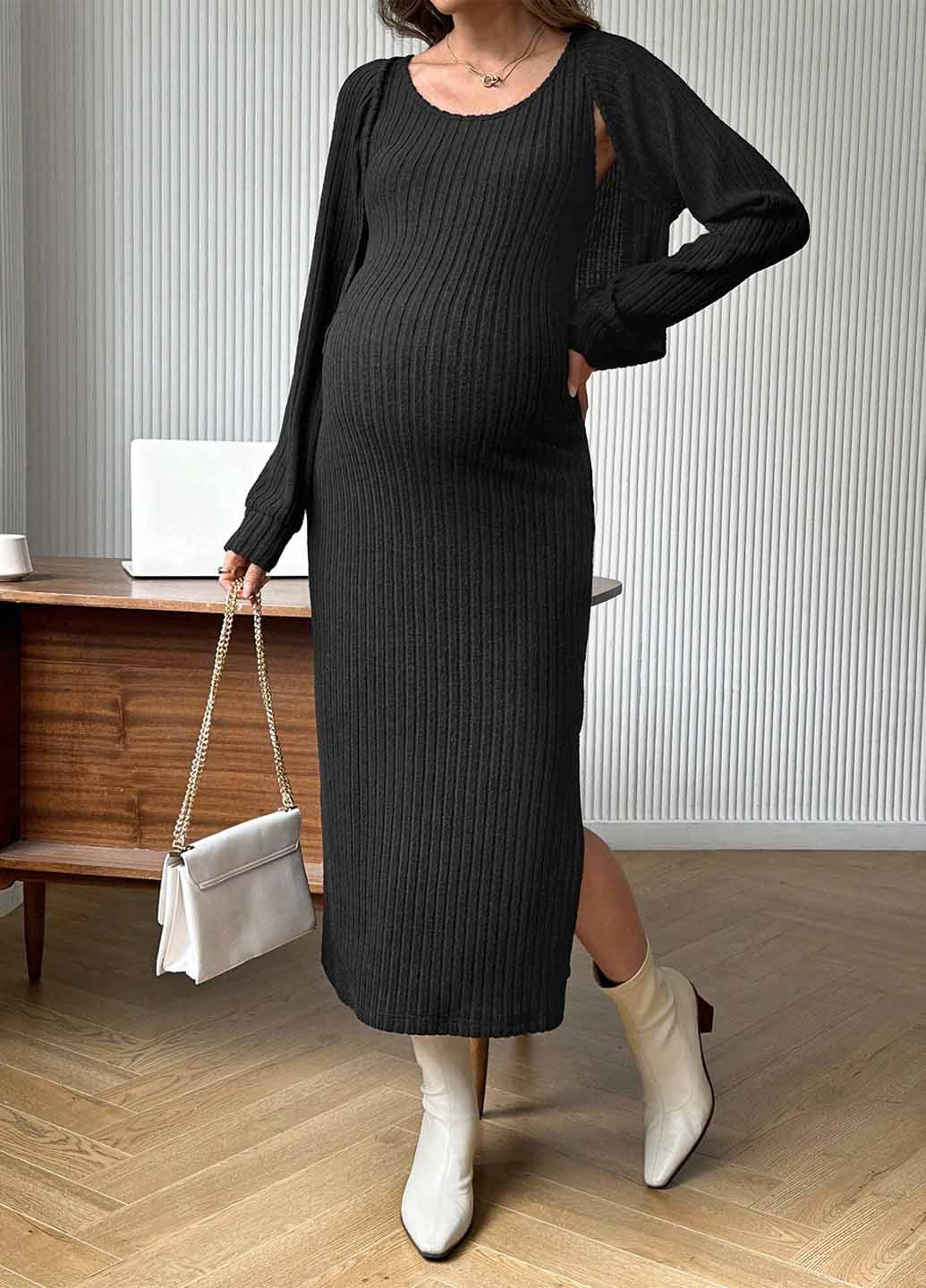 Чорний демісезонний комплект (кардиган, сукня) SHEIN