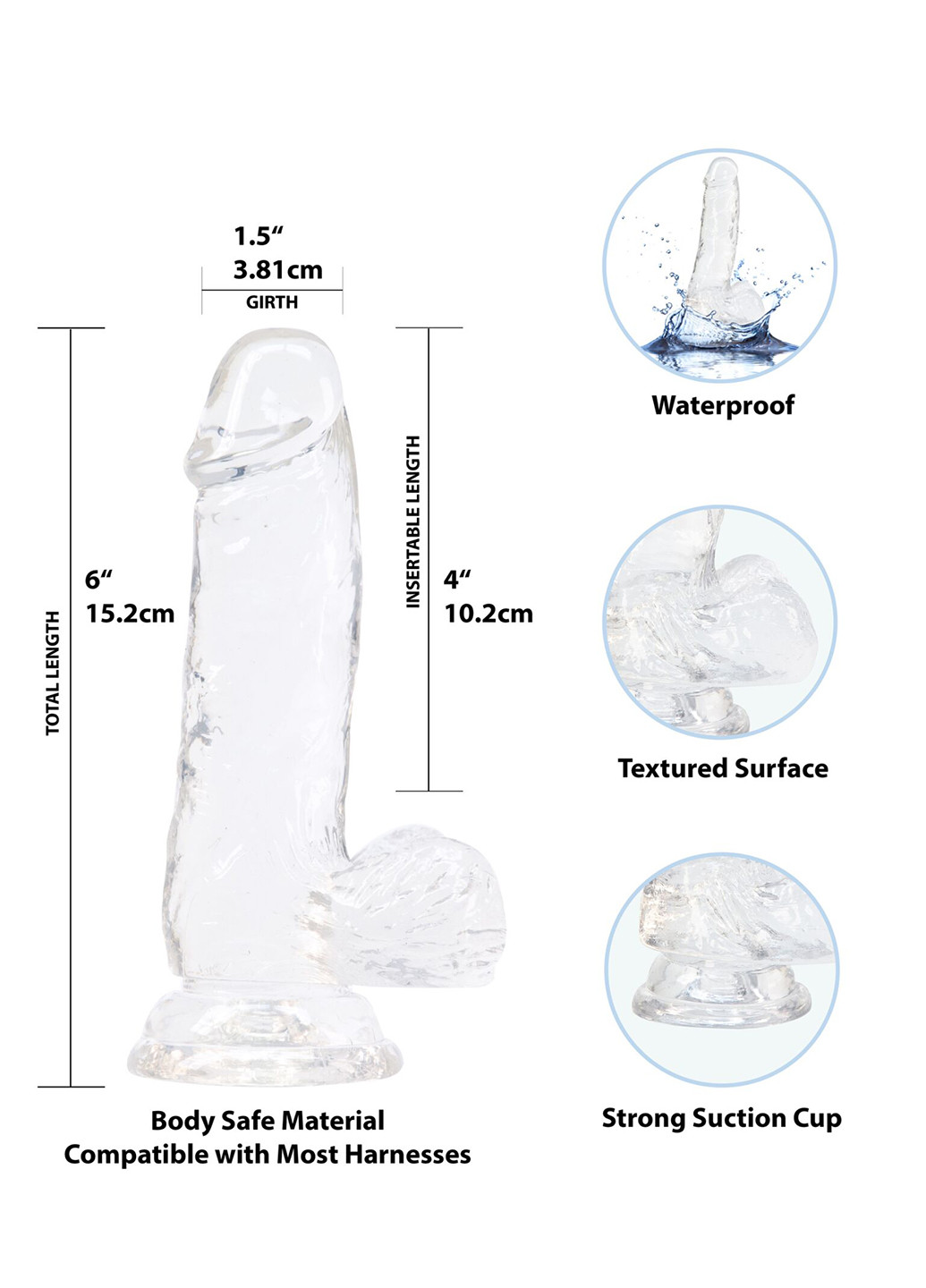 Фаллоимитатор - Crystal Clear Dildo with Balls - 6" ADDICTION (254151061)