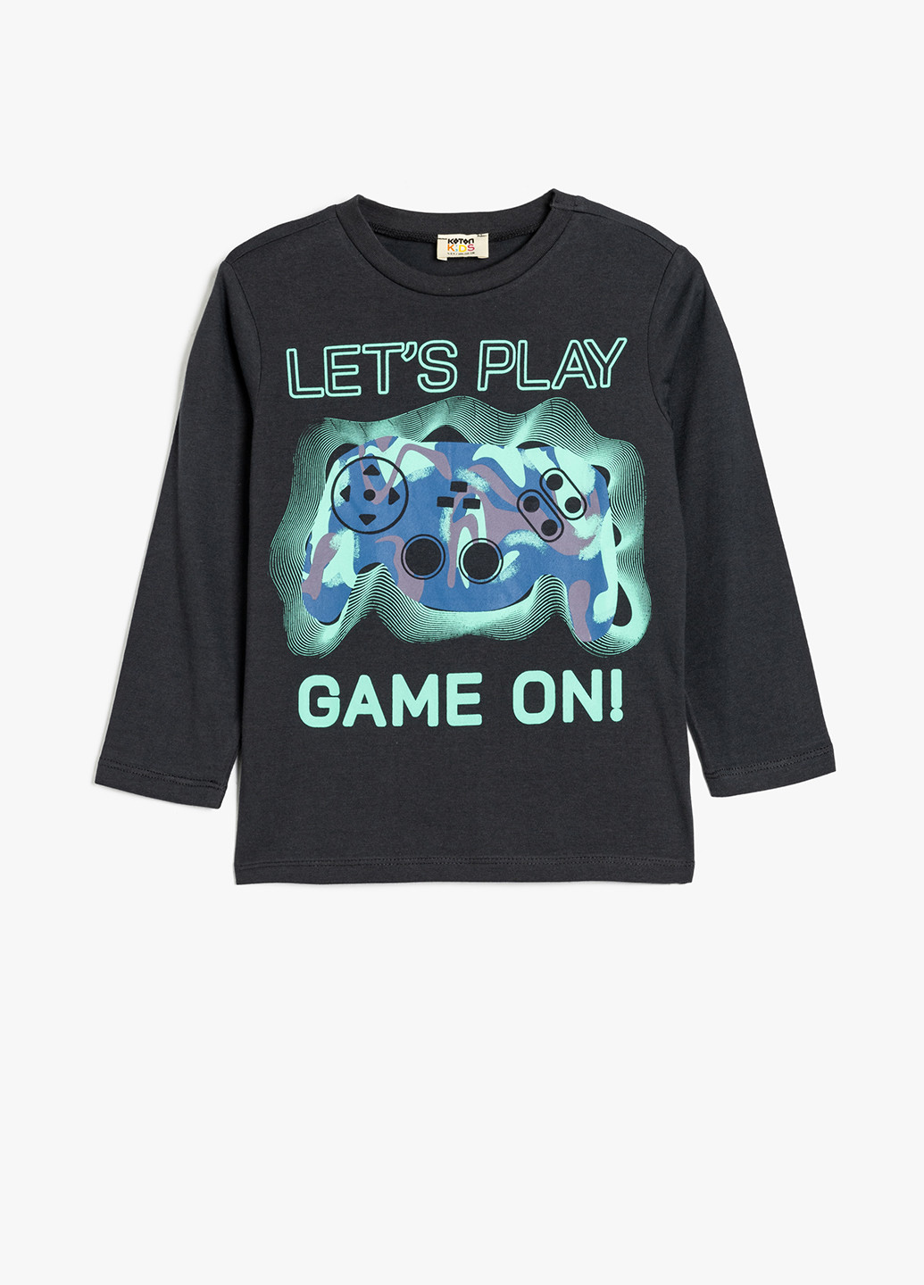 Темно-серый демисезонный кэжуал лонгслив KOTON с рисунком