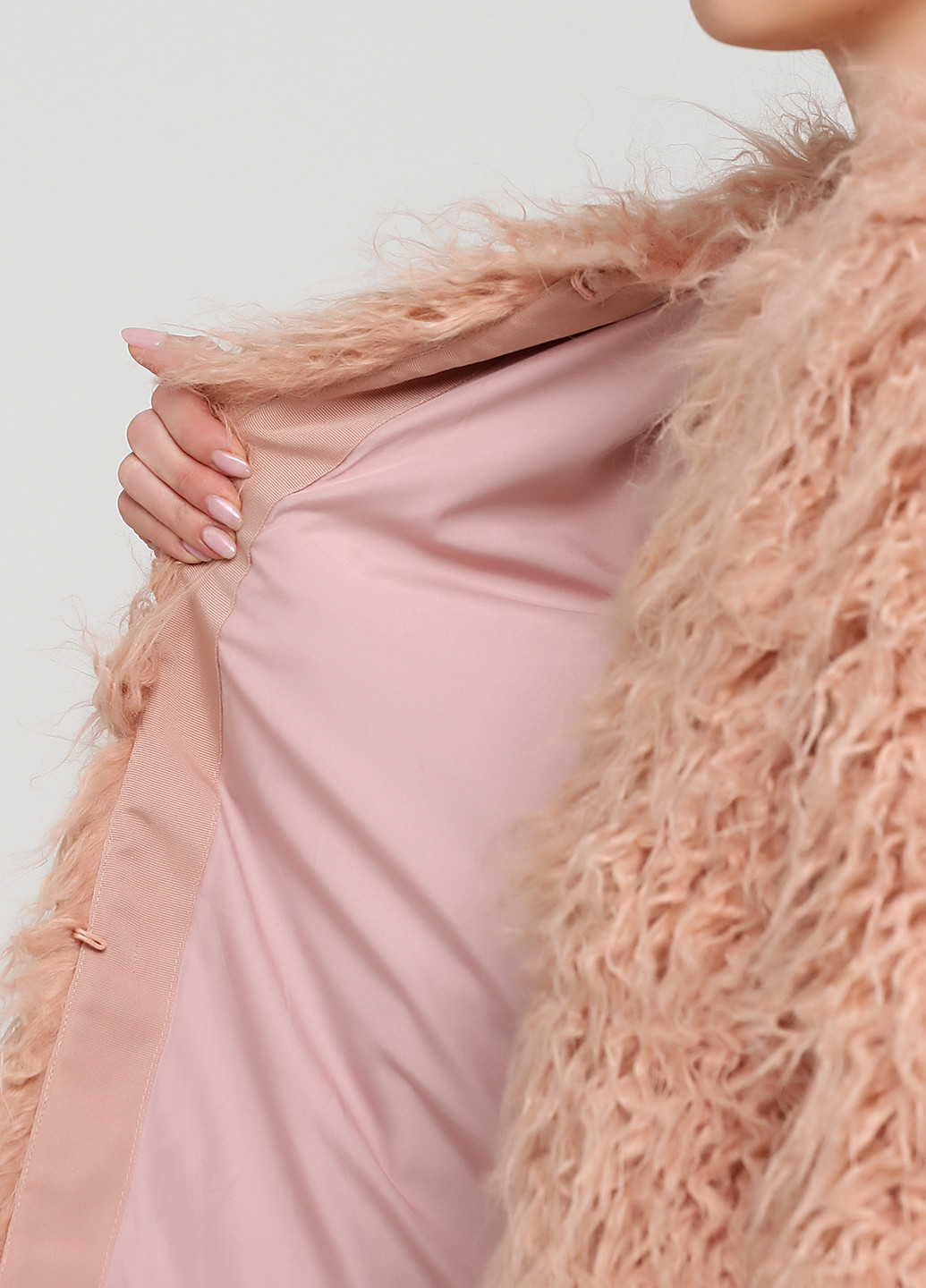 Полушубок H&M темно-розовый кэжуал