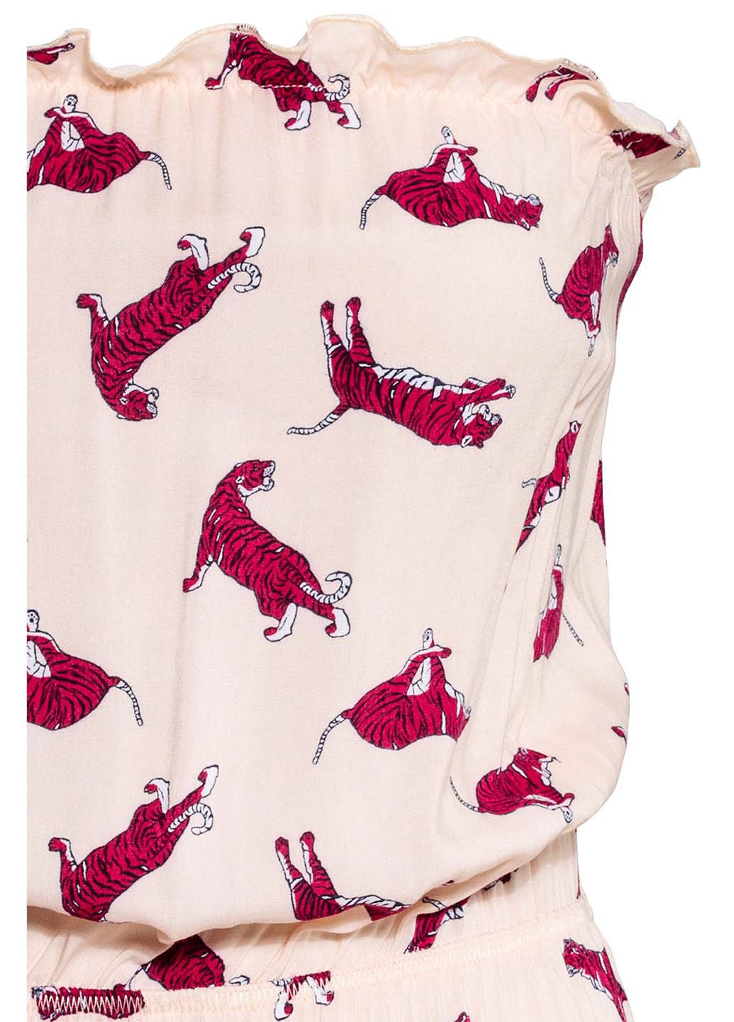 Комбинезон H&M комбинезон-шорты рисунок светло-розовый кэжуал вискоза