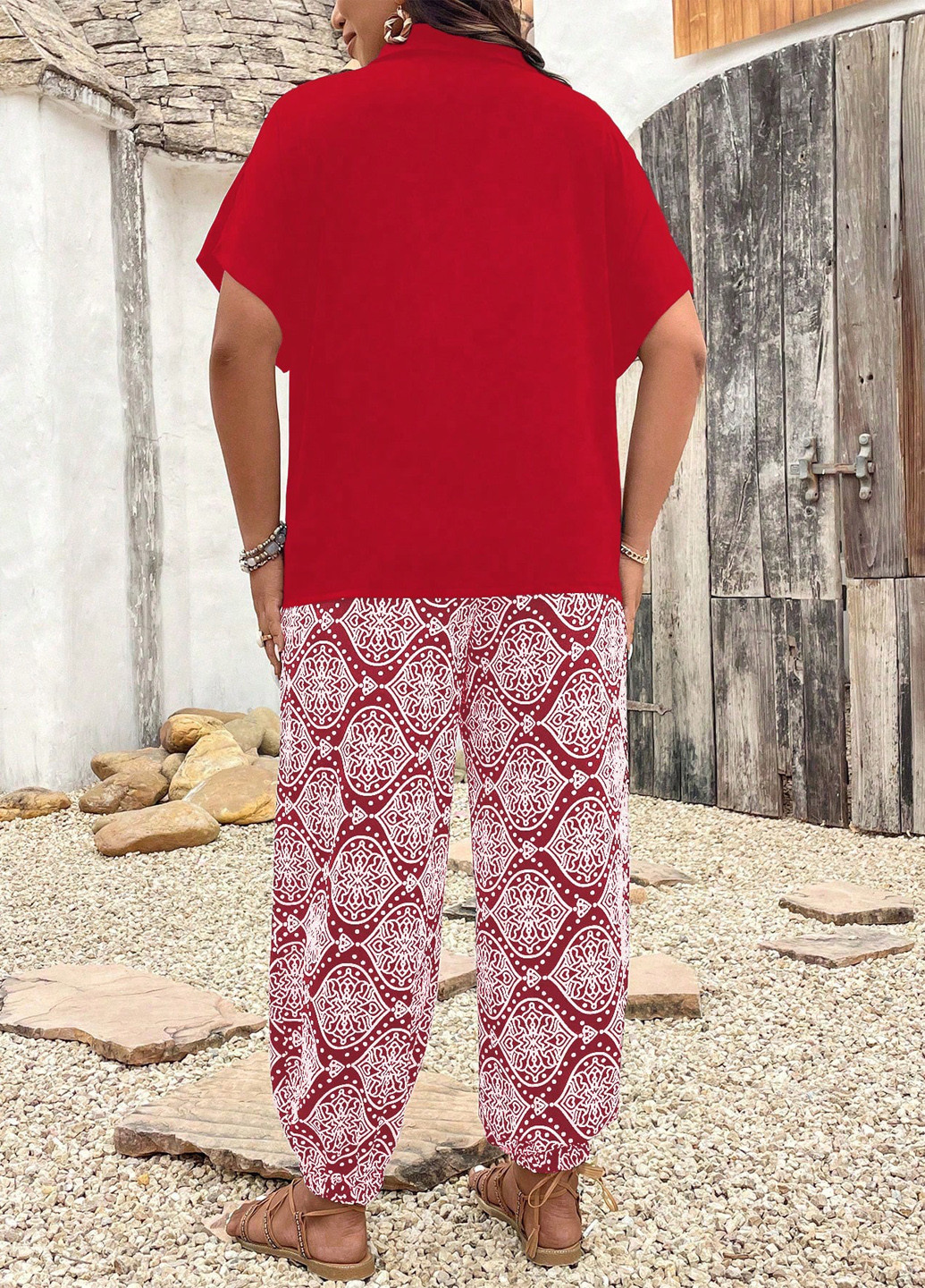 Комбінований літній комплект (блуза, штани) SHEIN