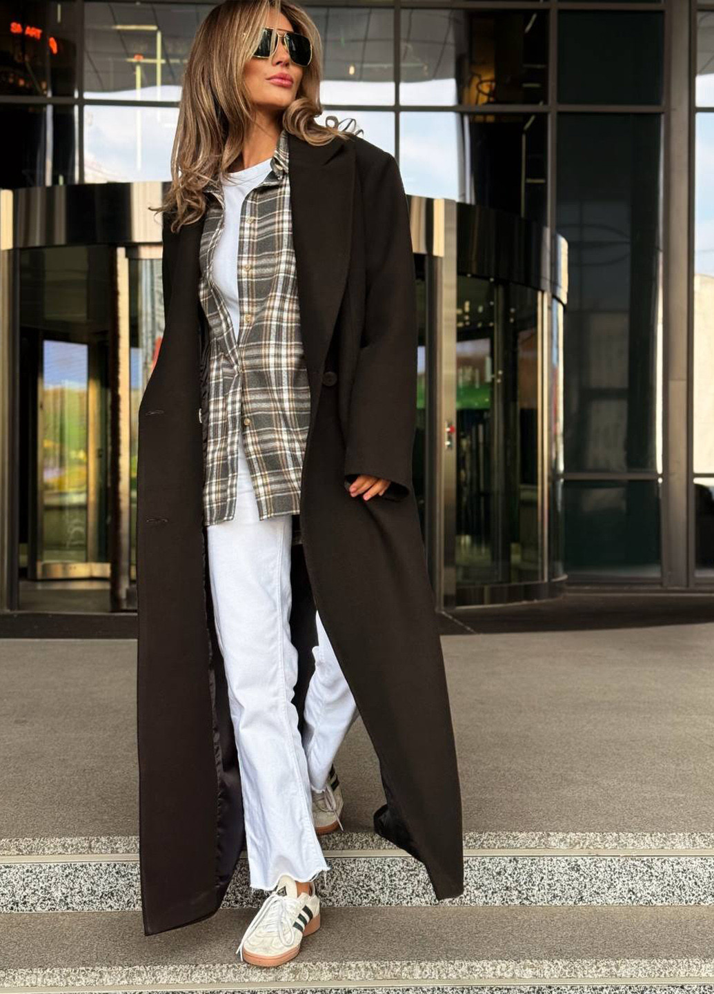 Темно-коричневе демісезонне Пальто двобортне No Brand