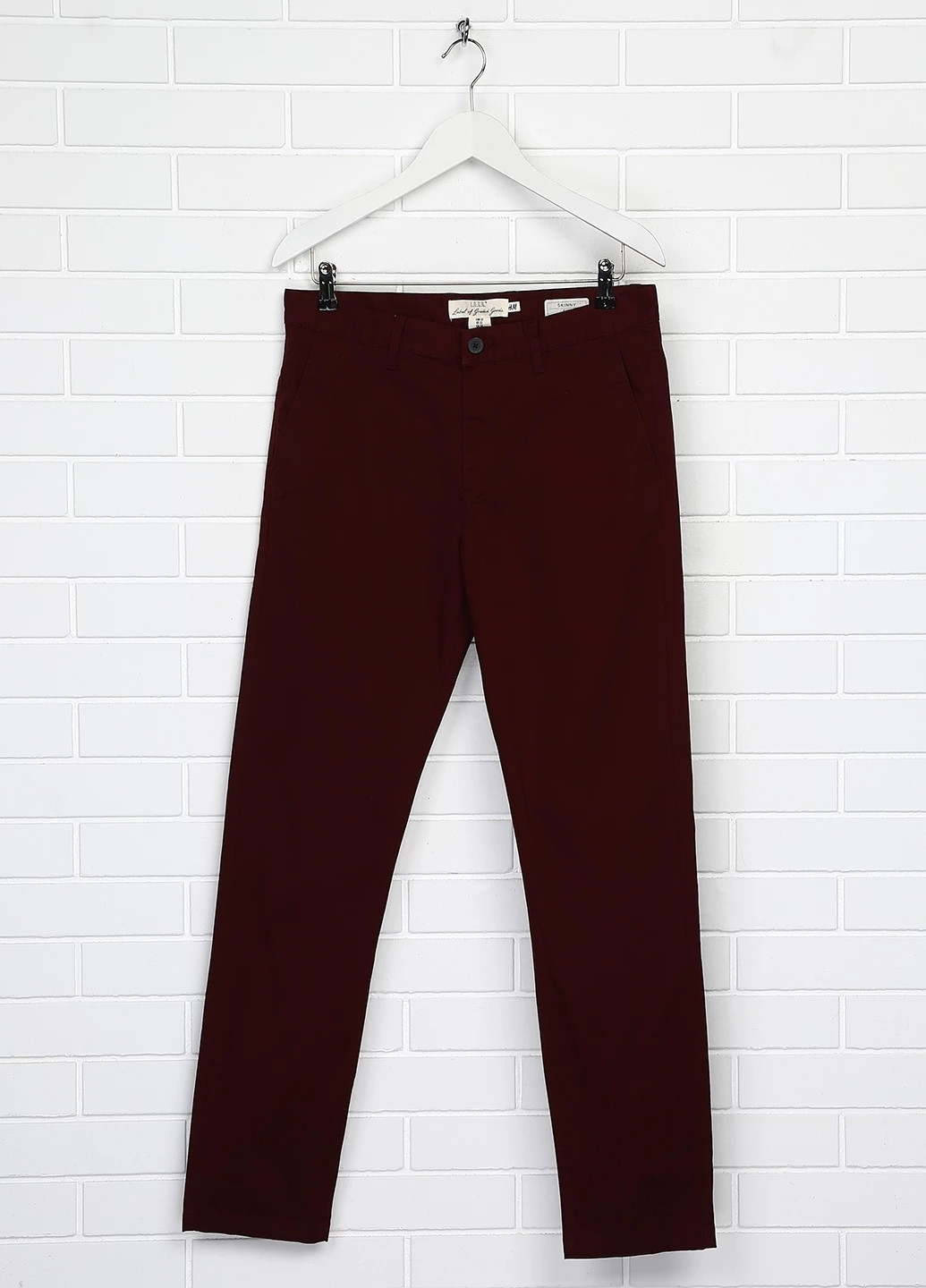 Бордовые кэжуал демисезонные чиносы, зауженные брюки H&M