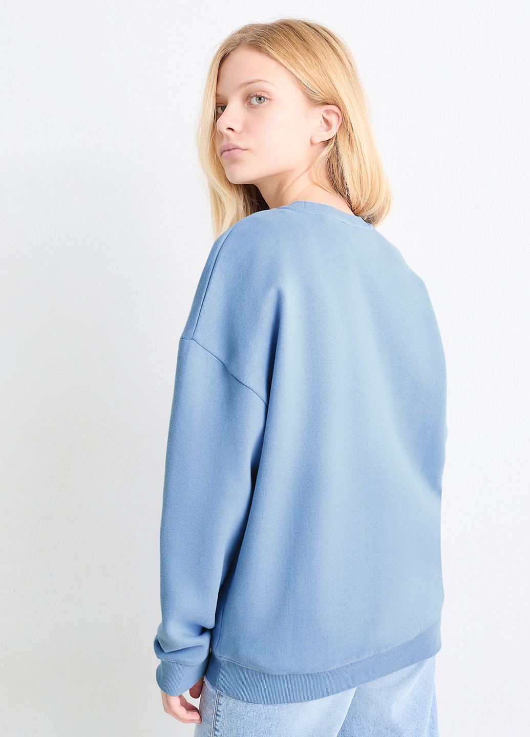 C&A світшот напис світло-синій спортивний, кежуал футер, бавовна