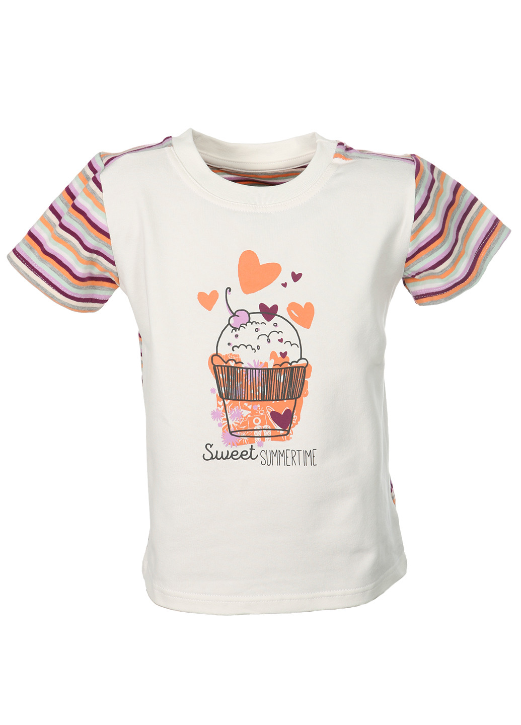 Молочна літня футболка з коротким рукавом Фламинго