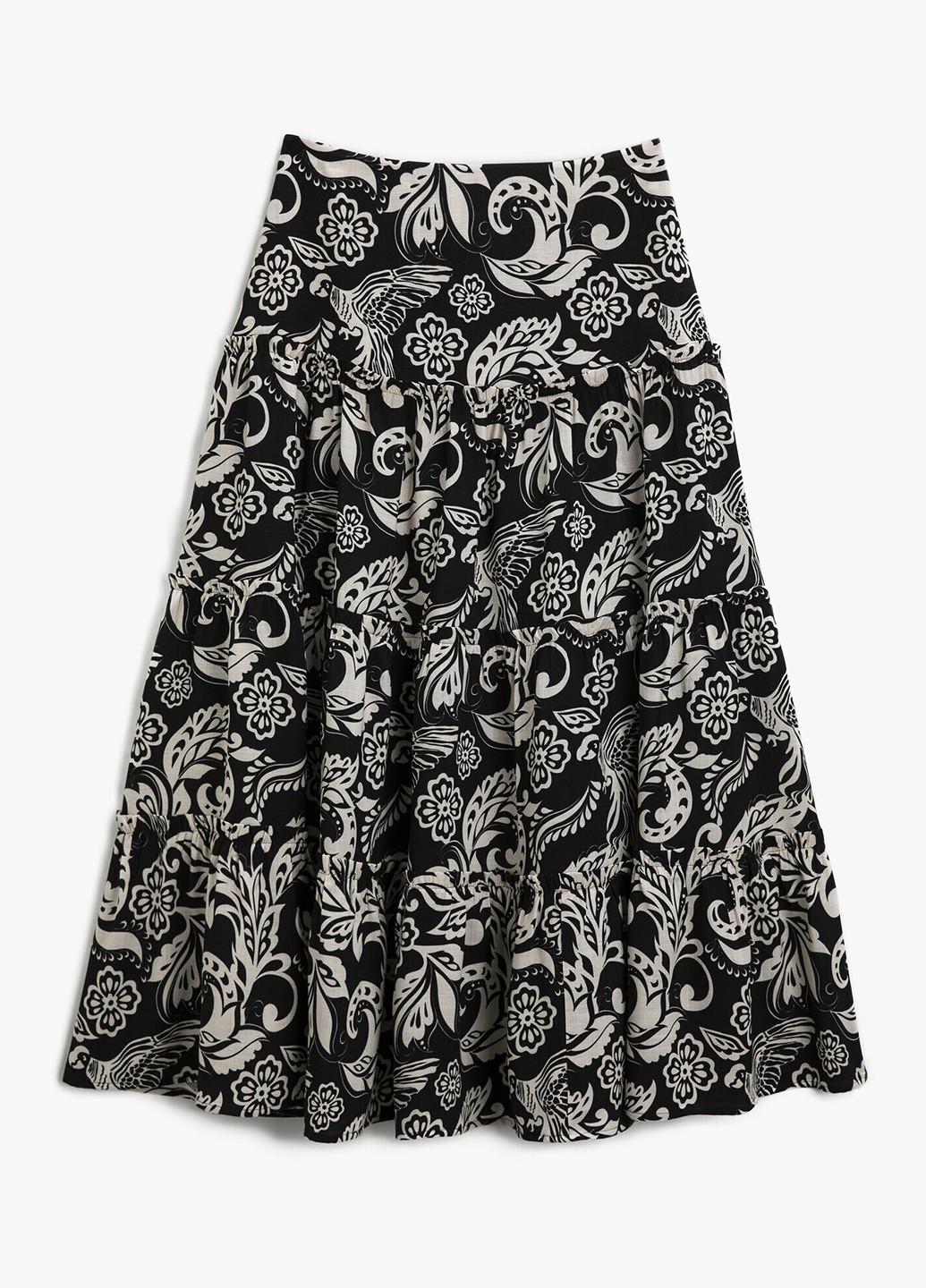 Черно-белая кэжуал с рисунком юбка KOTON а-силуэта (трапеция)