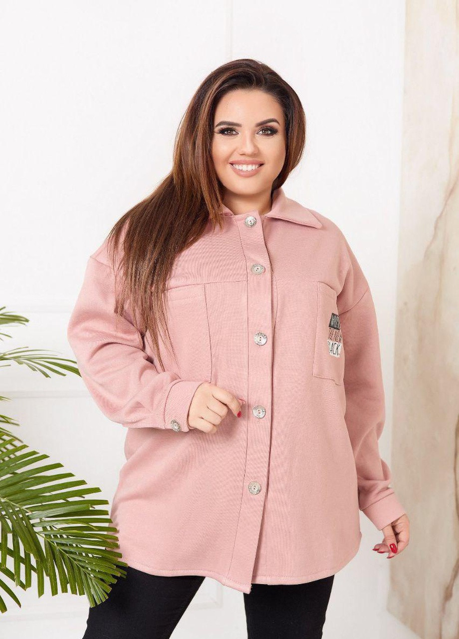 Темно-розовая женская рубашка-куртка персикового цвета р.58/60 375984 New Trend