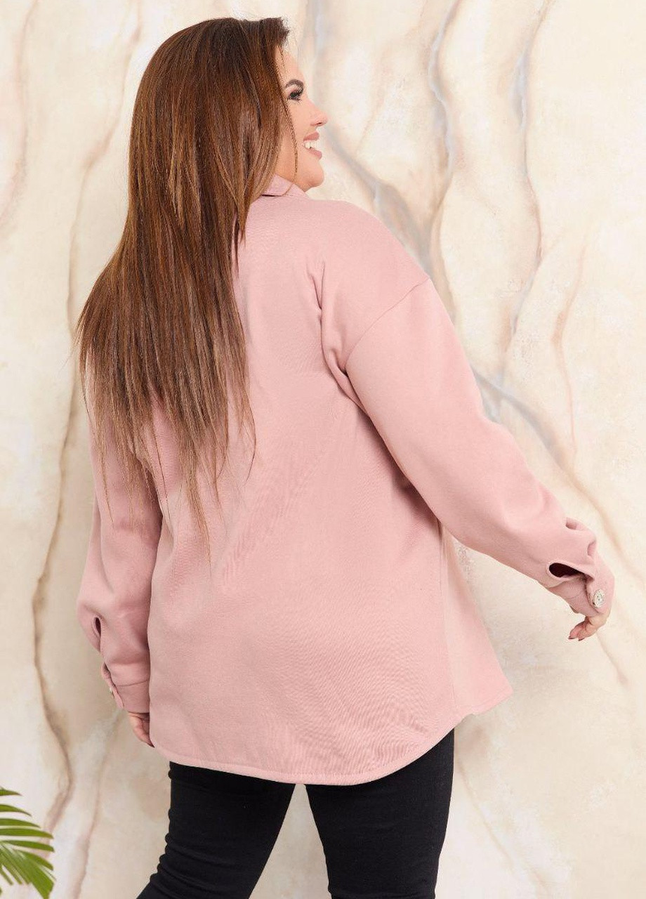 Темно-рожева жіноча сорочка-куртка персикового кольору р.58/60 375984 New Trend