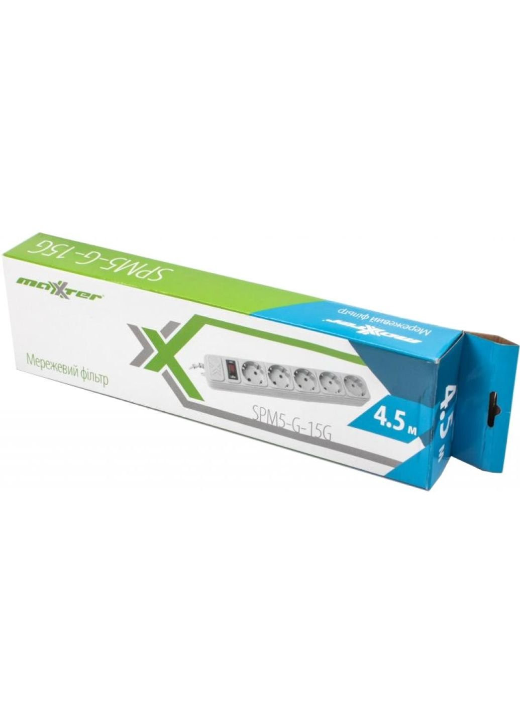 Сетевой фильтр питания SPM5-G-15G grey, 4.5 м кабель, 5 розеток (SPM5-G-15G) Maxxter (251409832)