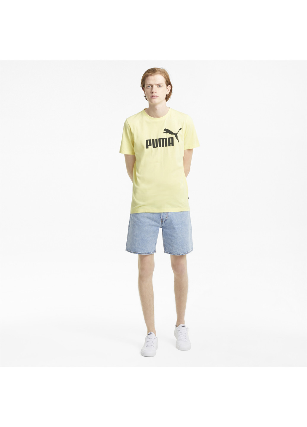 Желтая футболка essentials logo men's tee Puma