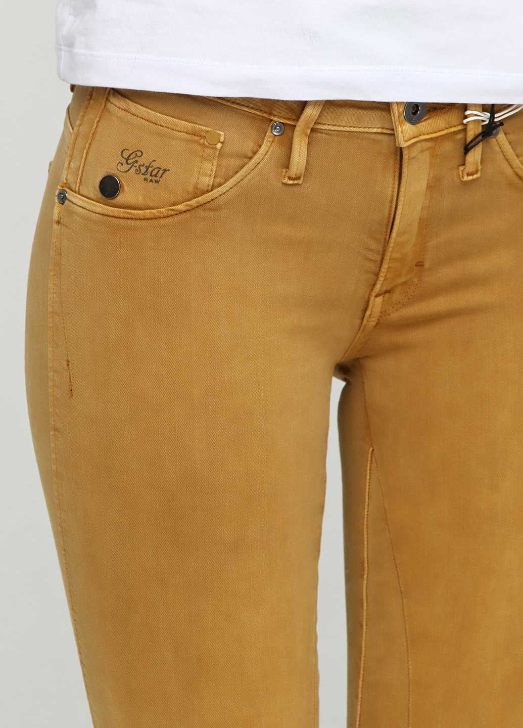 Желтые джинсовые летние зауженные брюки G-Star Raw