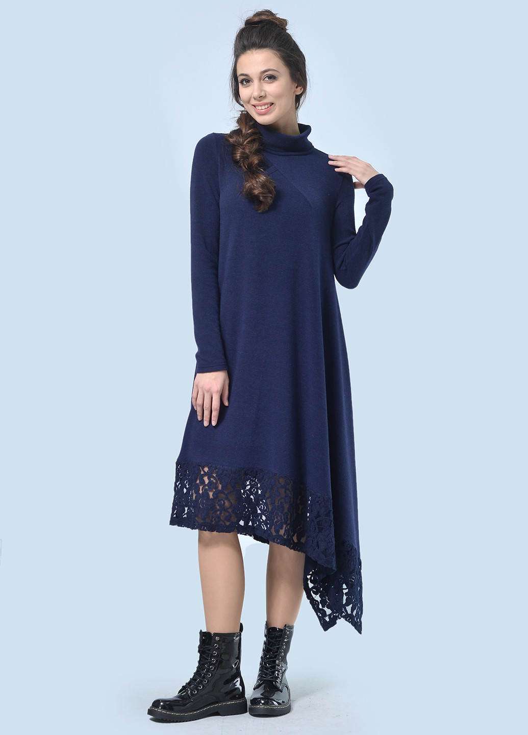 Темно-синее кэжуал платье платье-свитер Agata Webers однотонное