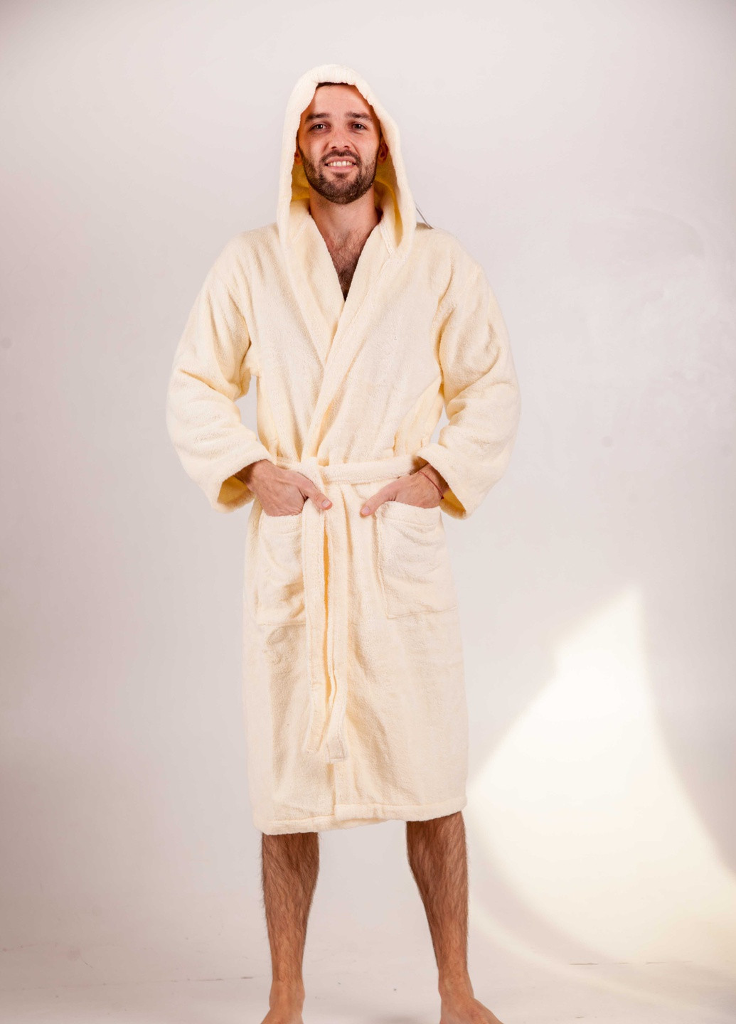 Халат махровий Bella, MicroCotton, однокольоровий, кремовий, розмір XXL (3800980992725) Bulgaria-Tex (251707697)