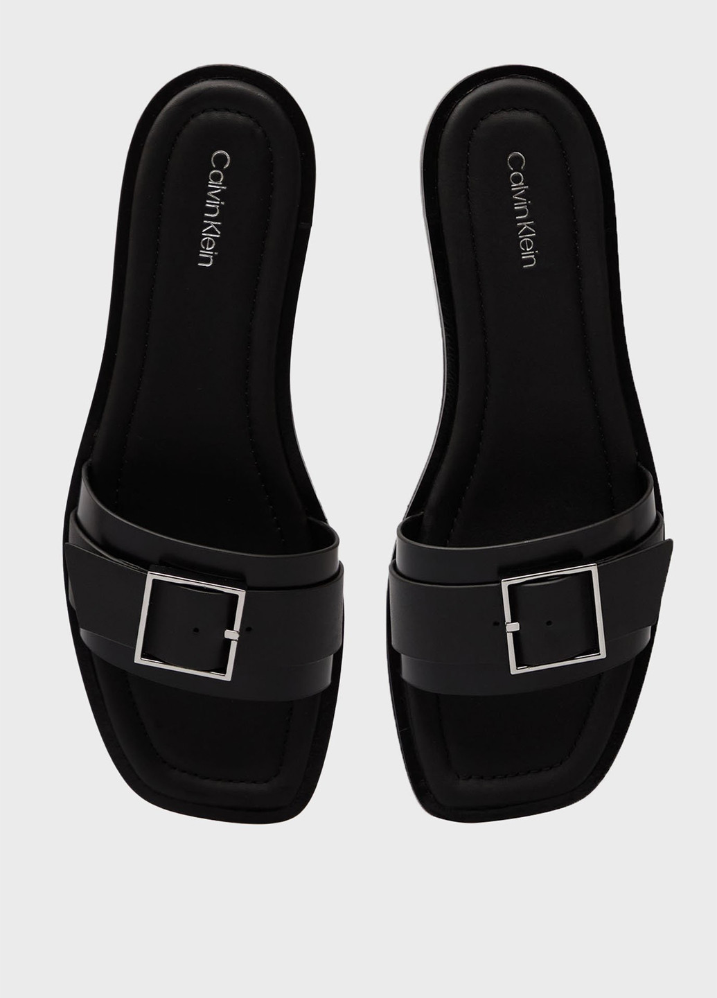 Черные шлепанцы Calvin Klein с пряжкой, с логотипом