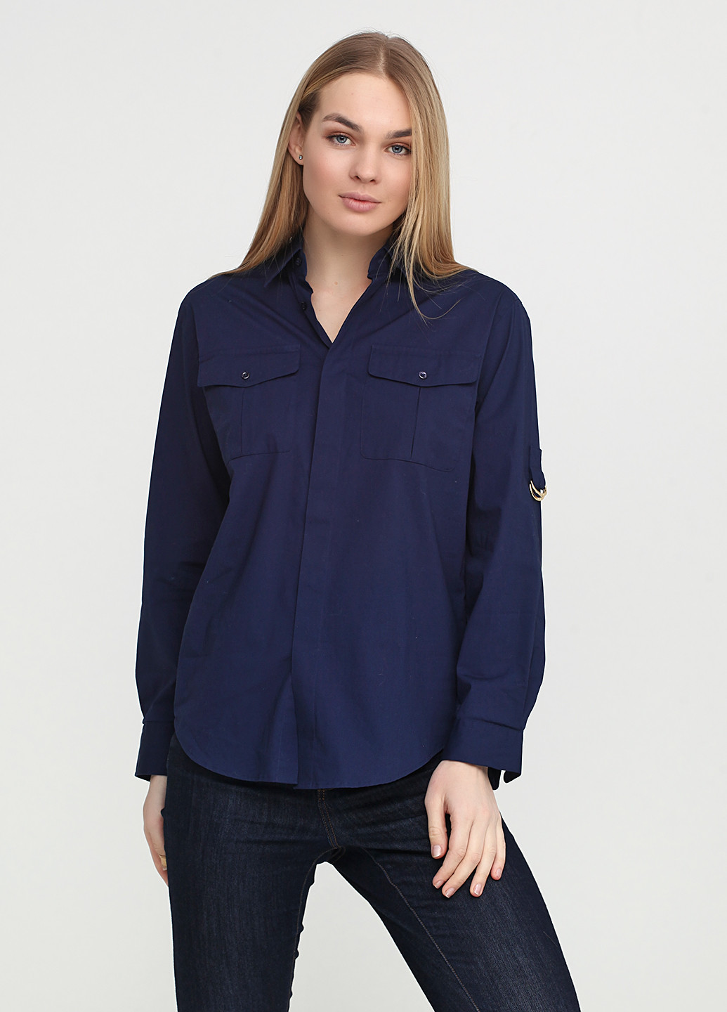 Темно-синяя кэжуал рубашка однотонная Ralph Lauren