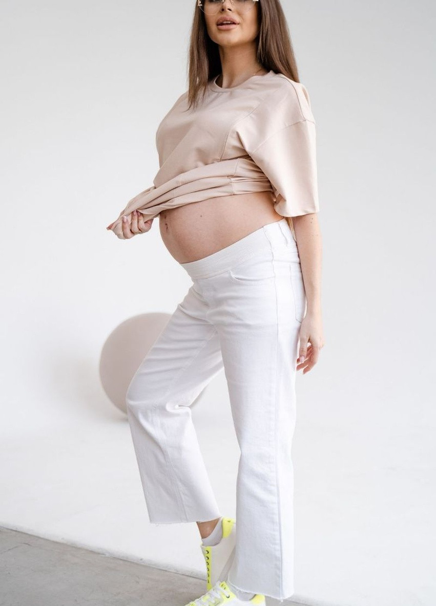 Світлі джинси для вагітних кремові з бандажною резинкою під животик To Be - (238162569)