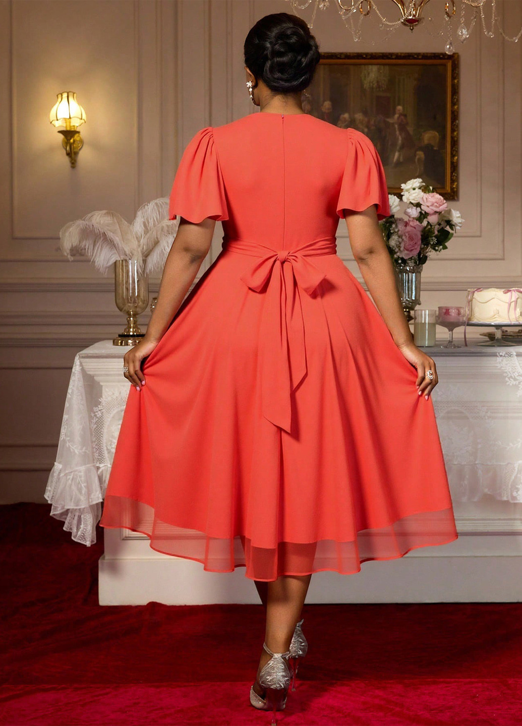 Помаранчева вечірня сукня SHEIN однотонна