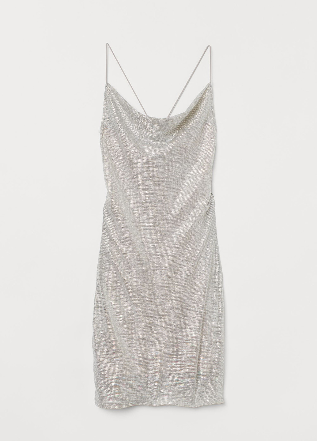Серебряное вечернее платье футляр H&M однотонное