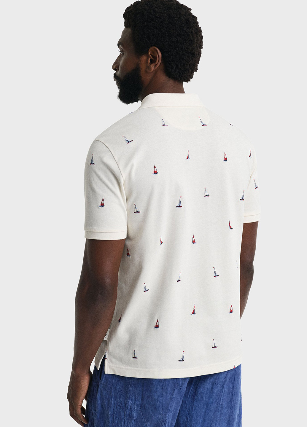 Бежевая футболка-поло для мужчин Gant с рисунком