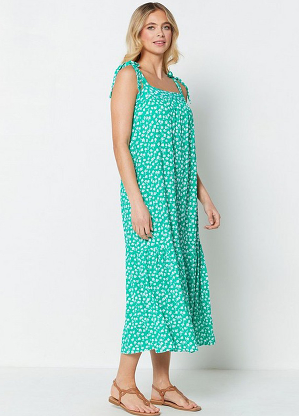 Зеленое кэжуал платье а-силуэт Studio с цветочным принтом