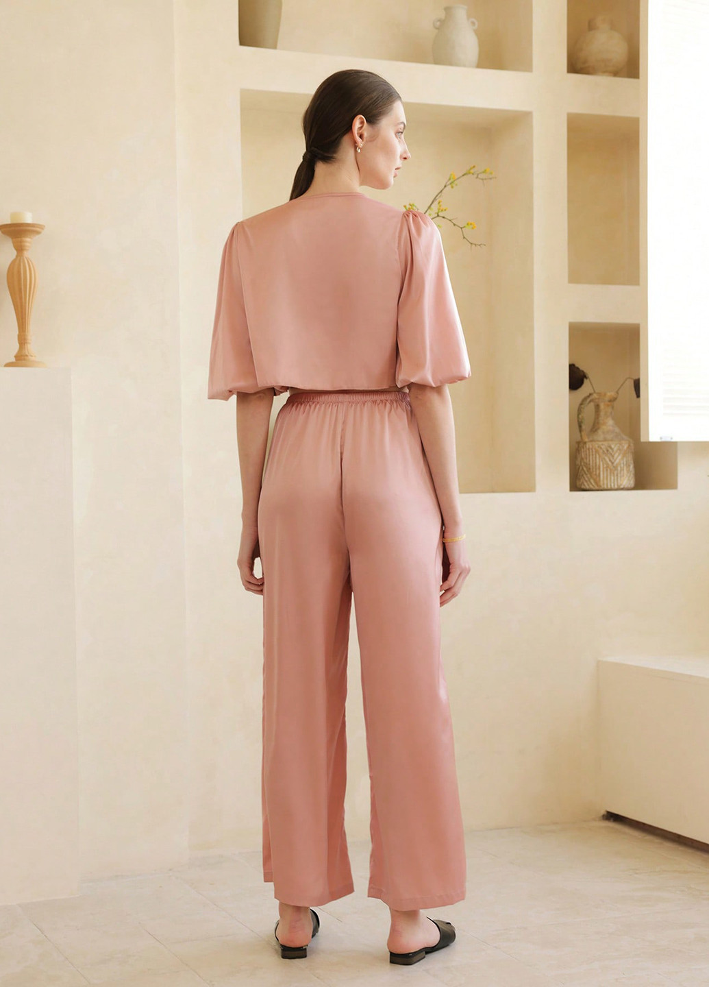 Світло-рожева всесезон піжама (сорочка, штани) сорочка + брюки SHEIN