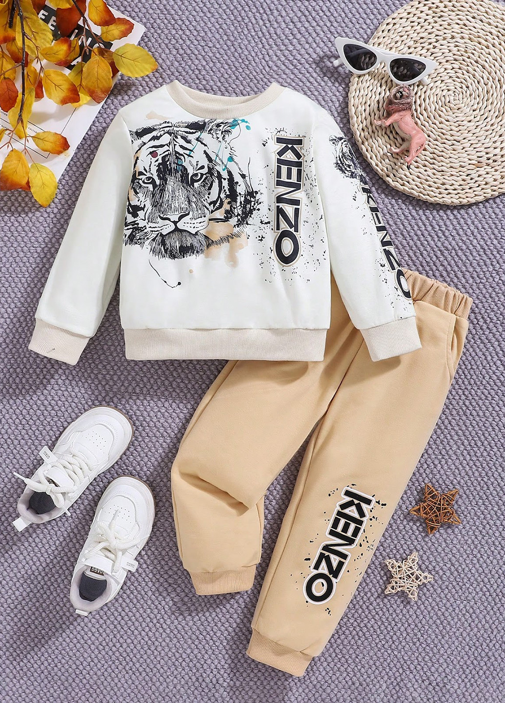 Бежевий демісезонний костюм (світшот, штани) брючний SHEIN