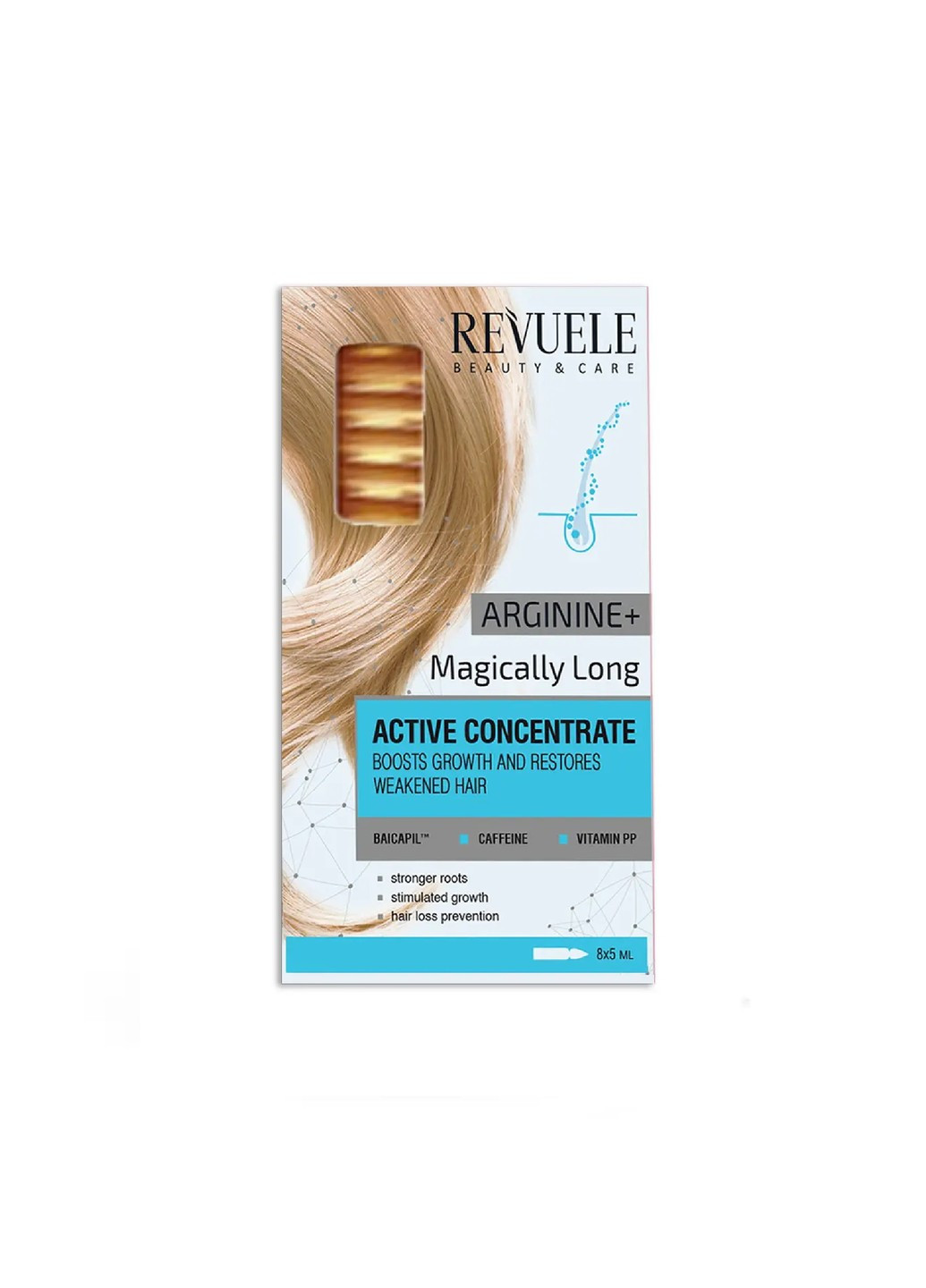 Концентрат для активации роста волос в ампулах Аргенин + Магическая длина 8х5 мл REVUELE (253477528)