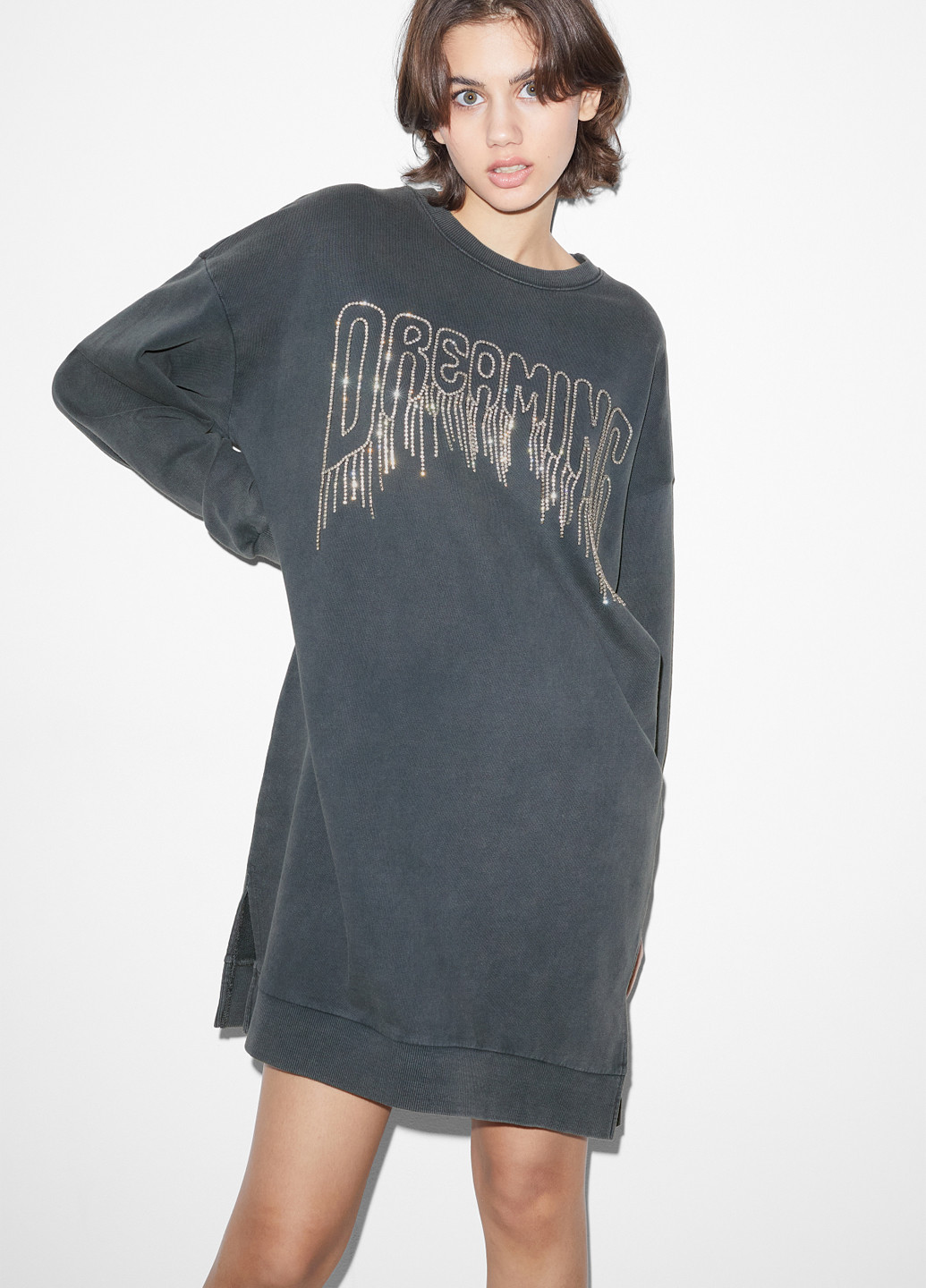 Темно-сіра кежуал сукня сукня-світшот C&A однотонна