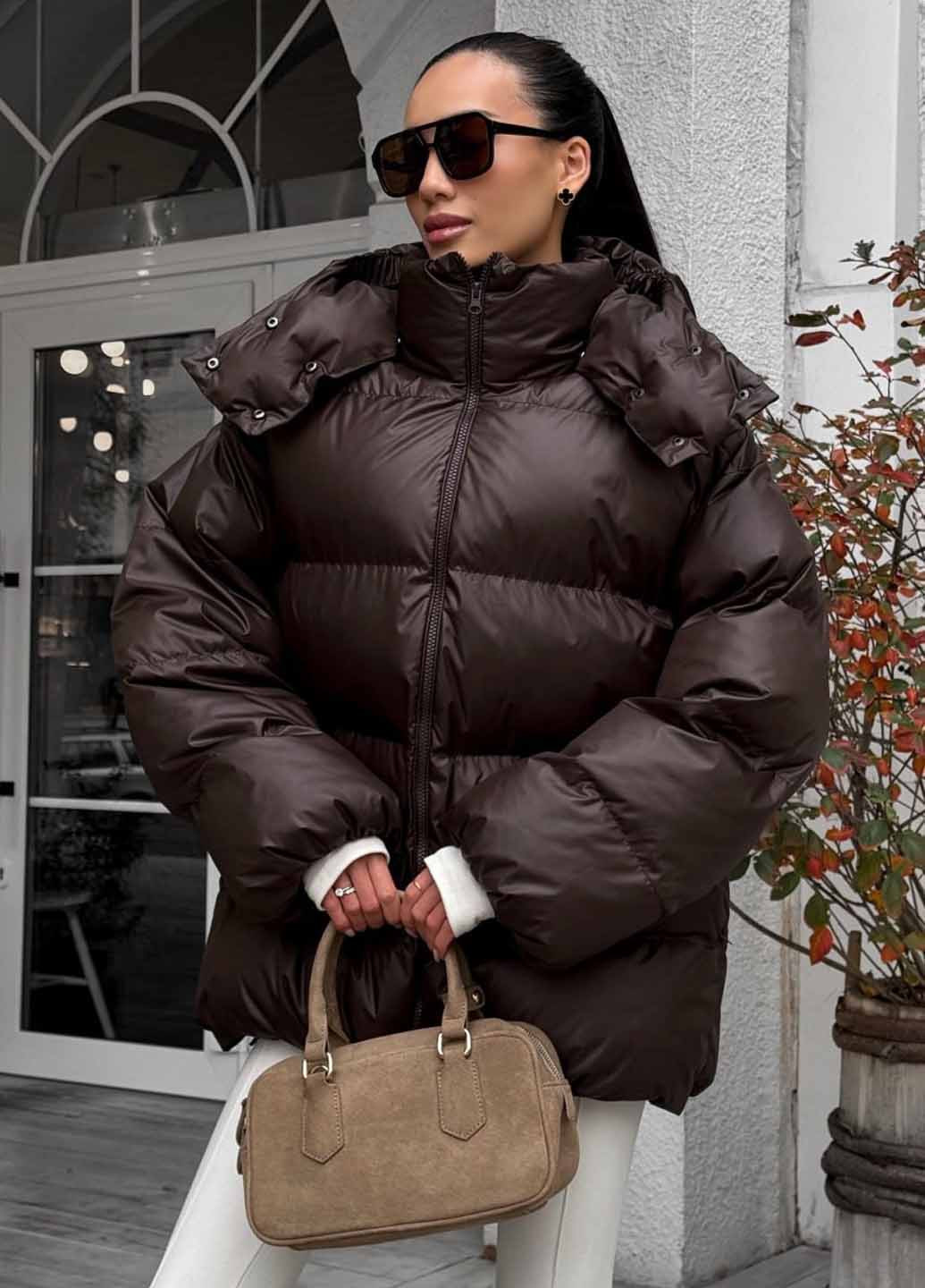 Темно-коричневий зимній Пуховик Fashion