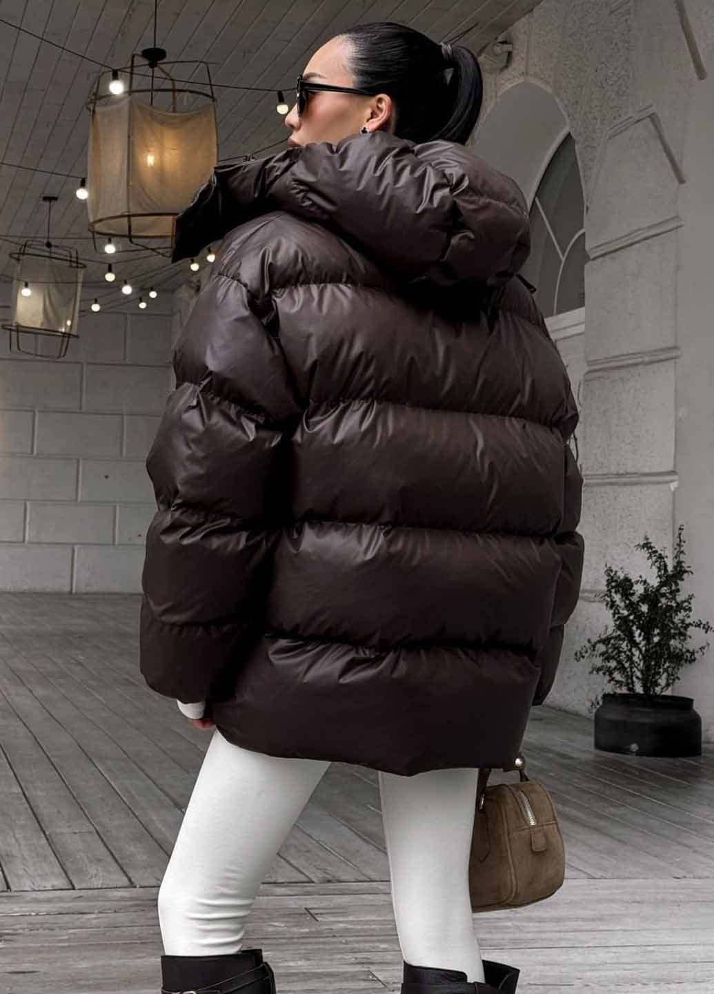 Темно-коричневий зимній Пуховик Fashion