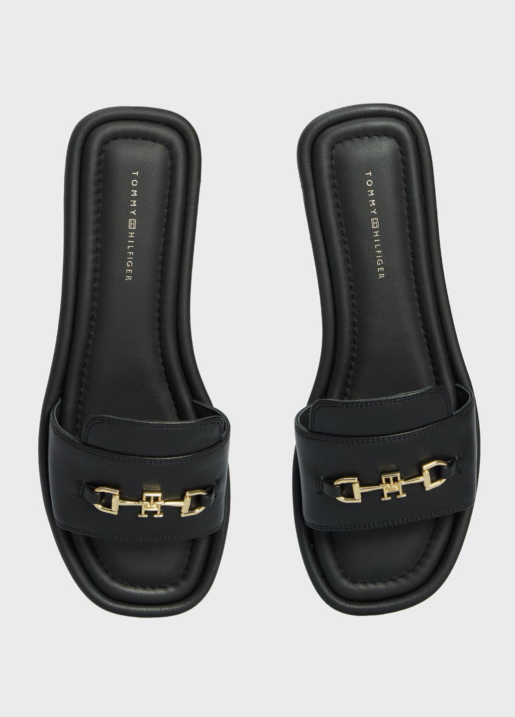 Черные шлепанцы Tommy Hilfiger с логотипом, с пряжкой