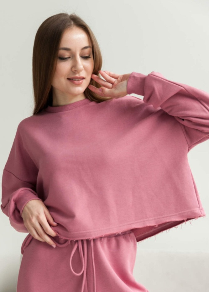 Розовый свитшот женский трёхнитка-петля Габби однотонный (249550002)