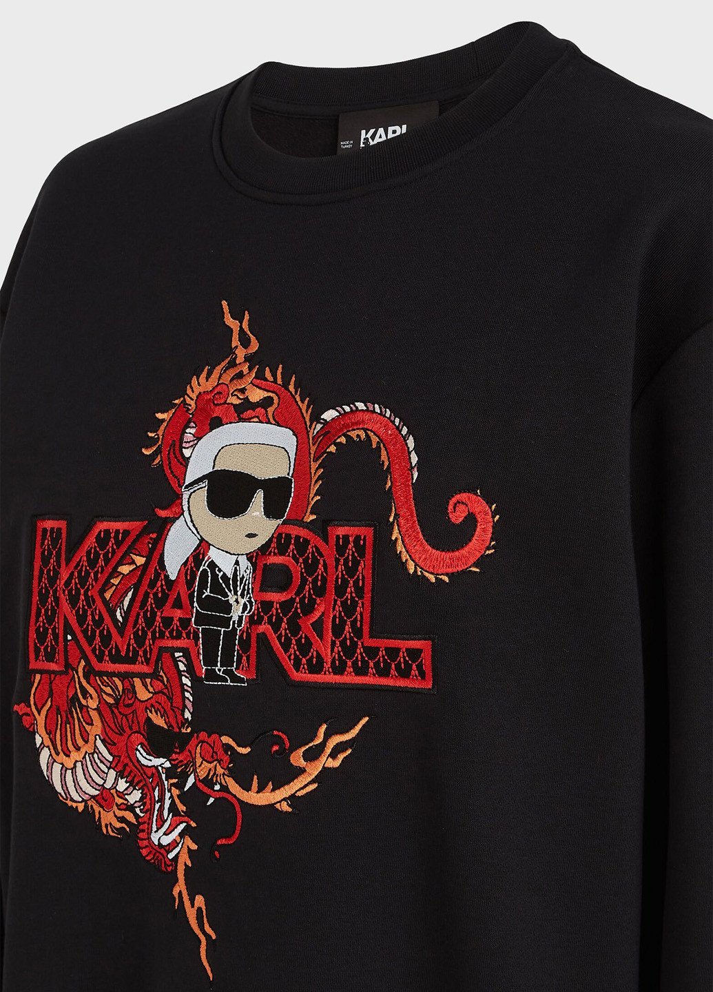 Черный свитшот Karl Lagerfeld однотонный вышивка (347228433)