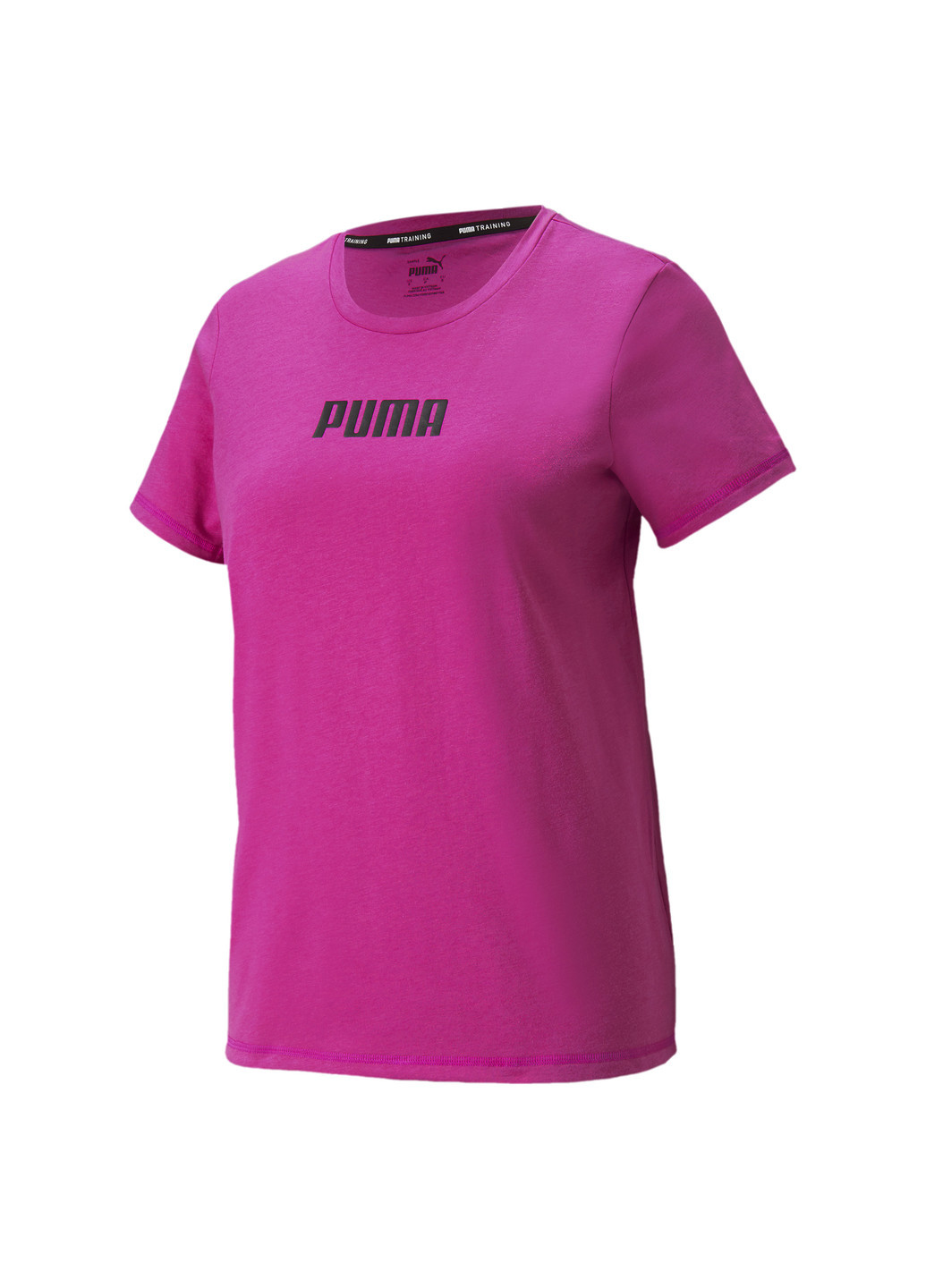 Футболка Logo Short Sleeve Women's Training Tee Puma однотонная розовая спортивная хлопок, полиэстер, вискоза