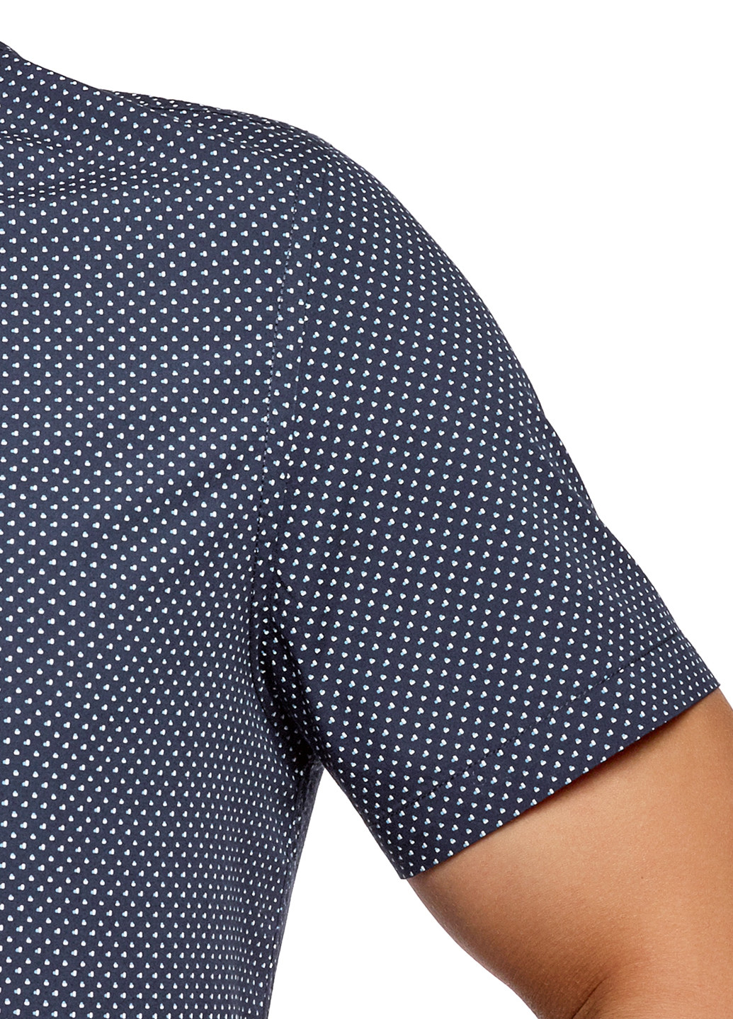 Темно-синяя кэжуал рубашка в горошек Oodji с коротким рукавом