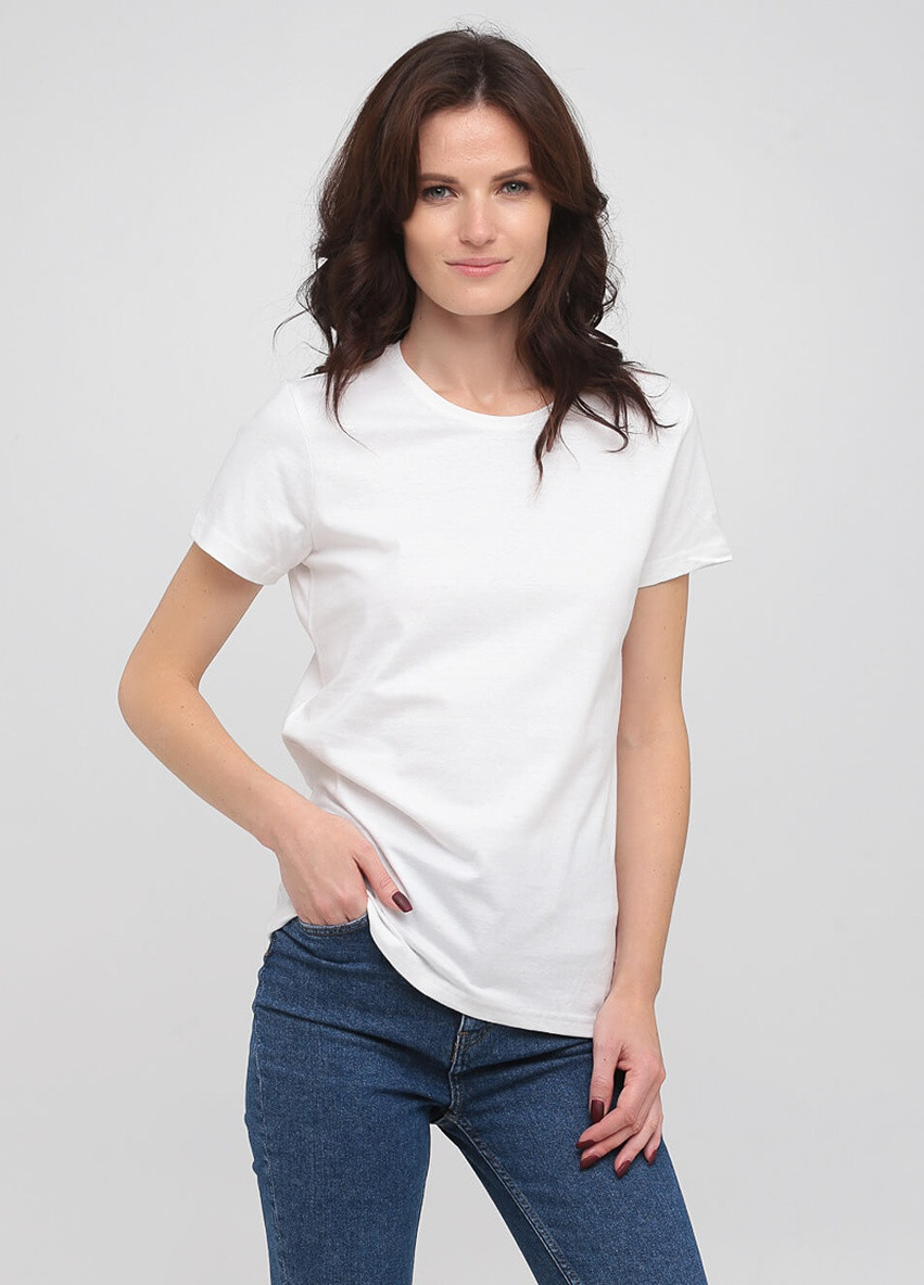 Белая всесезон футболка женская уплотненная с круглым воротником Stedman
