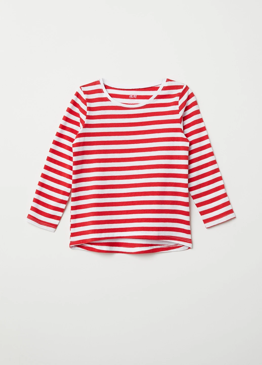 Лонгслів,білий-червоний в смужку, H&M (254866786)