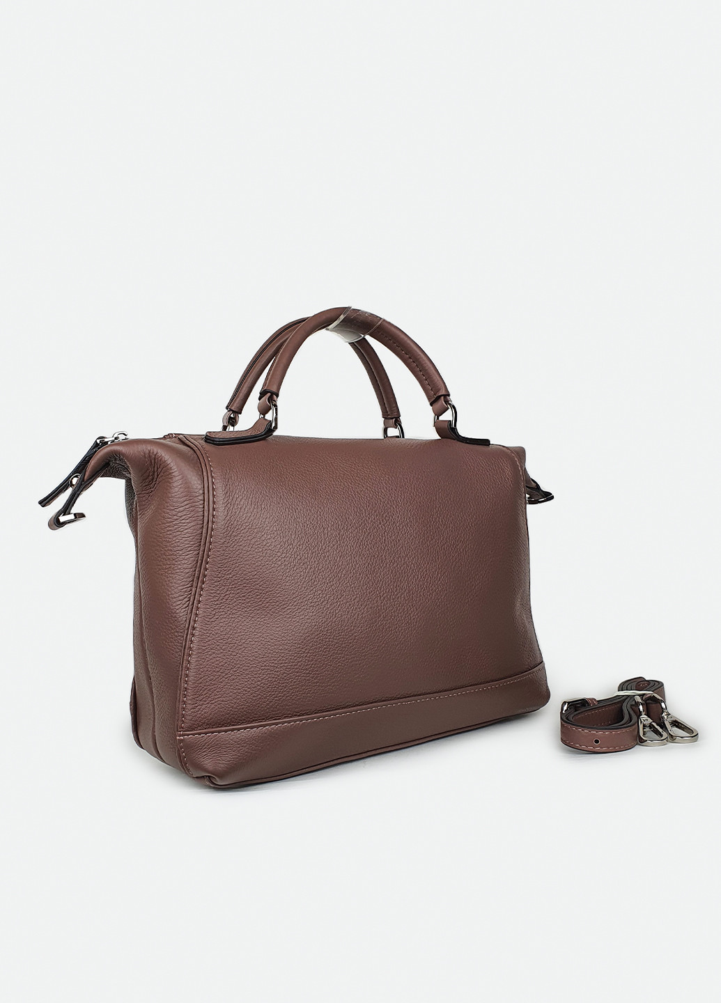 Жіноча сумка квадратна з короткими ручками середня шкіряна коричнева Fashion (234709001)